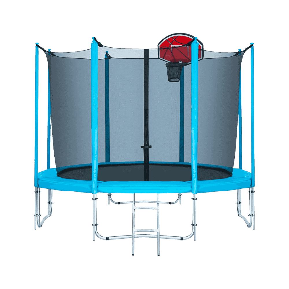 Батут с внутренней сеткой длиной 10 футов и баскетбольным кольцом
